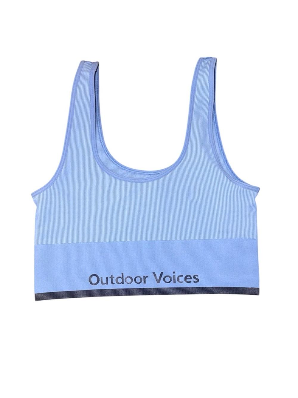 Outdoor Voices Seamless Rib Long Line Bra In Nebula (Periwinkle Blue) size small